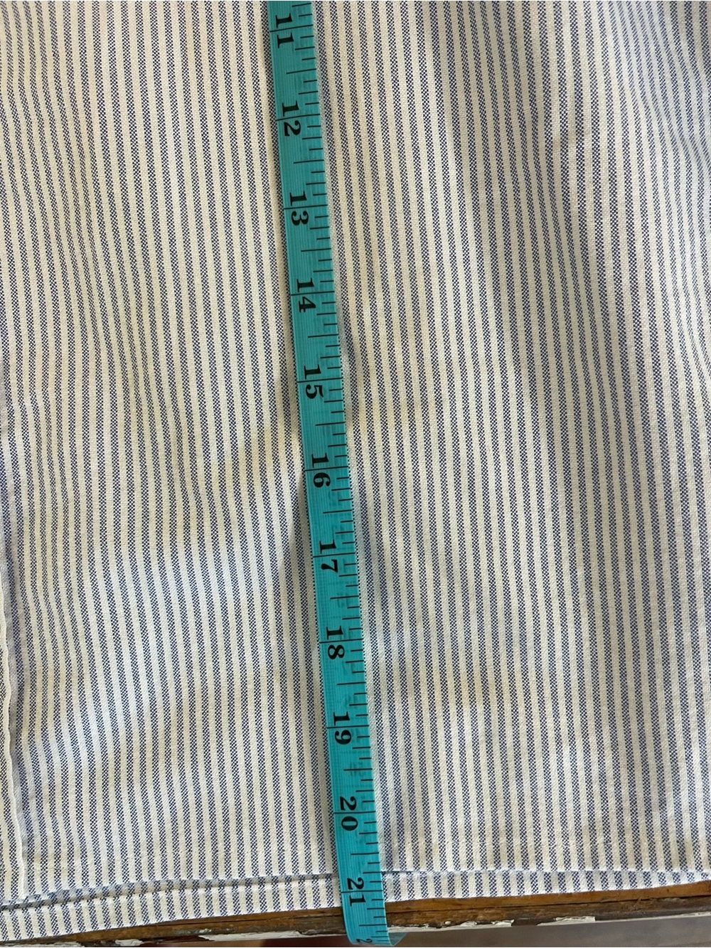Upcycled Ralph Lauren Light Blue & White Pinstripe Cotton Button-Up Shirt - Picture 5 of 5